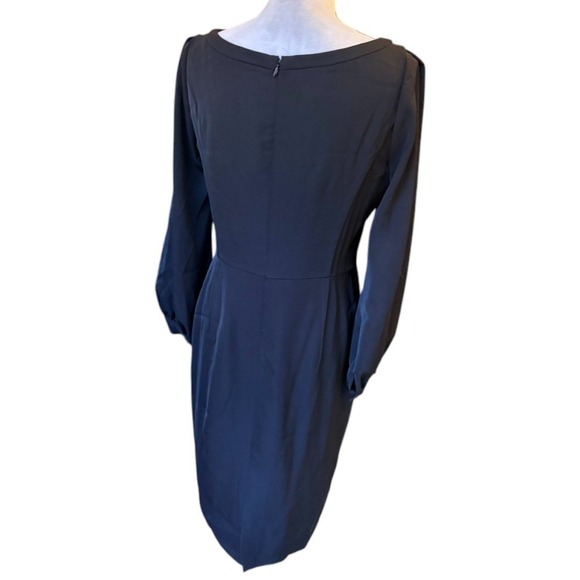 Lafayette 148 New York Black Sheath Dress Long Sleeve Cut Out Detail Size S - Picture 2 of 9